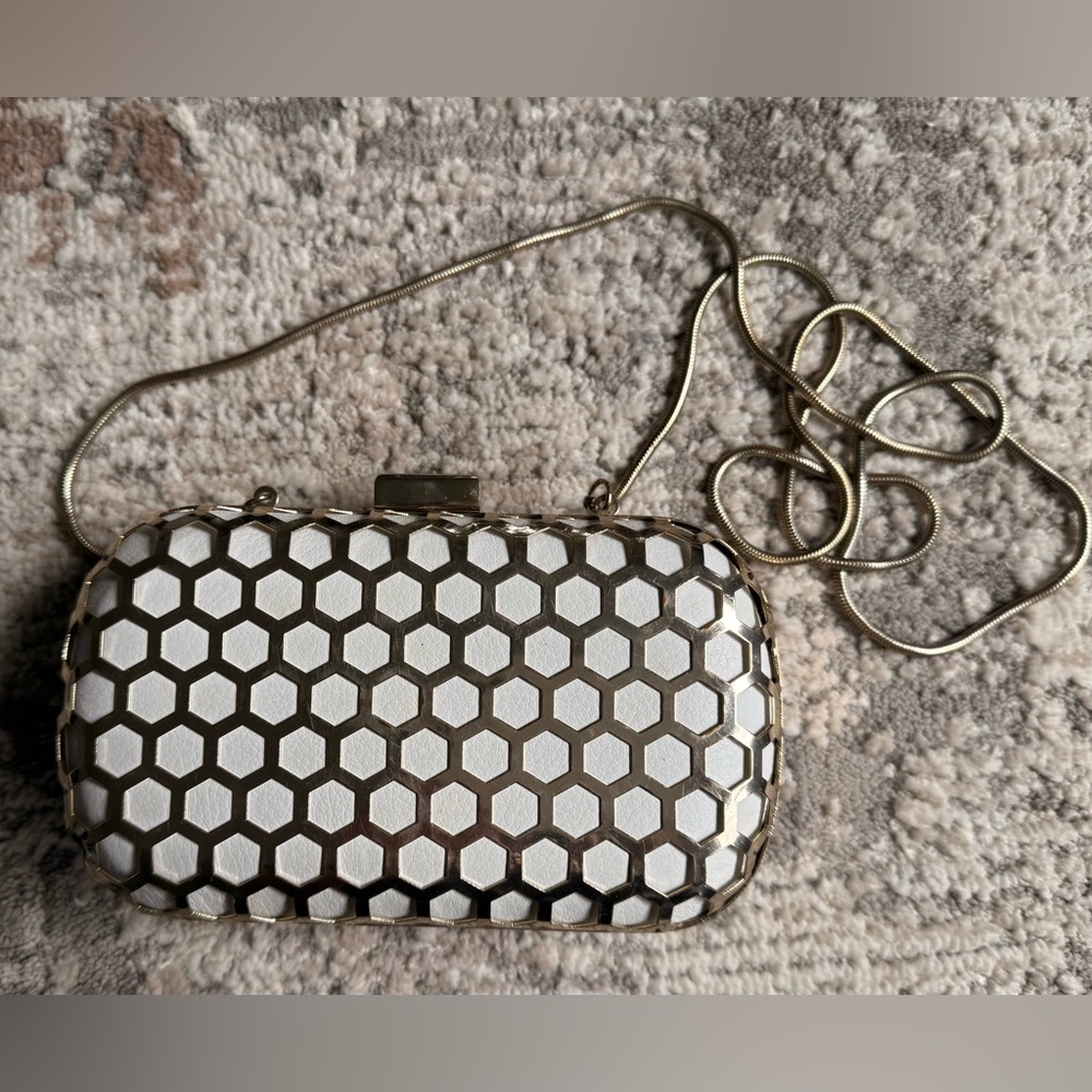 Elegant Gold and White Clutch